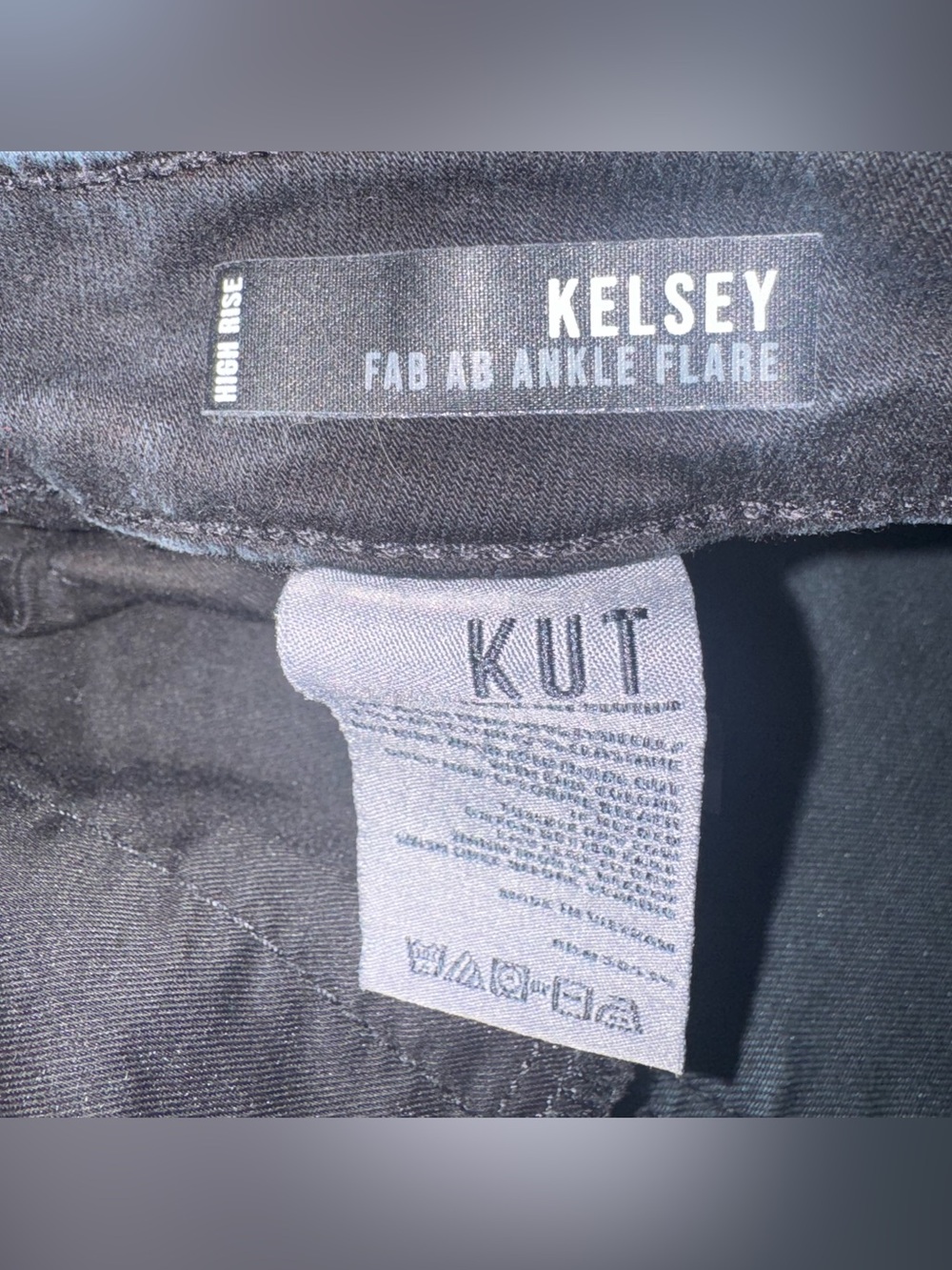 KUT From The Kloth Kelsey High Rise Fab Ab Ankle Flare Jeans Black Sz 14 - Picture 7 of 12